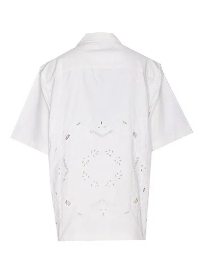 Marine Serre Short Sleeves Collared Neck Regenerated Shirt In White