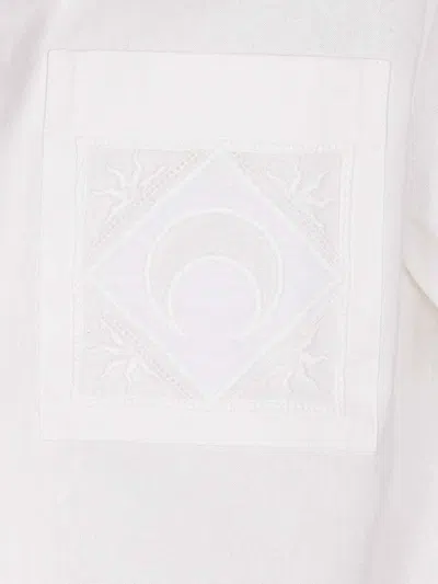 Marine Serre Short Sleeves Collared Neck Regenerated Shirt In White