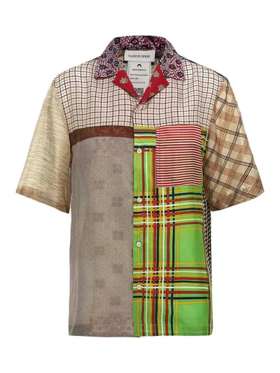 Marine Serre Regenerated Silk Scarves Bowling Shirt And Blouse Multicolor In Brown