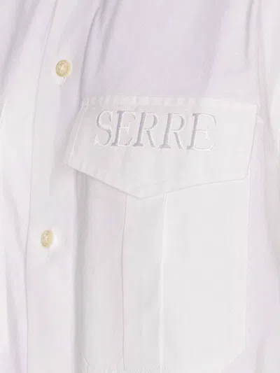 Marine Serre Embroidered Sheer Back Panel Long Sleeve Shirt In White