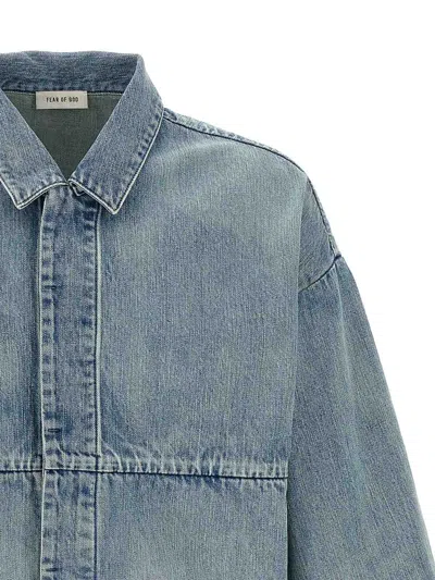 Fear Of God Long Sleeve Collared Front Pocket Jacket In Blue