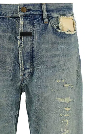 Fear Of God Repaired Classic Jeans With Vintage Hand-distressing In Blue