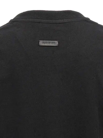 Fear Of God Ribbed Collar Crew Neck T-shirt With Long Sleeves In Black