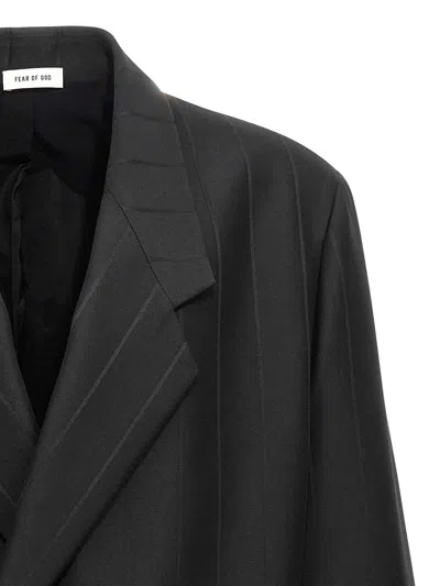 Fear Of God Casual Blazer With Striped Pattern And Button Cuffs In Black