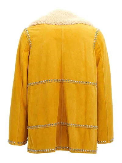 Wales Bonner Long-sleeved Leather Jacket In Yellow