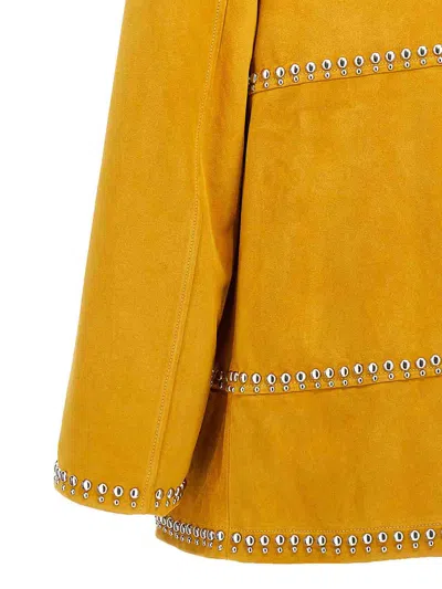 Wales Bonner Long-sleeved Leather Jacket In Yellow
