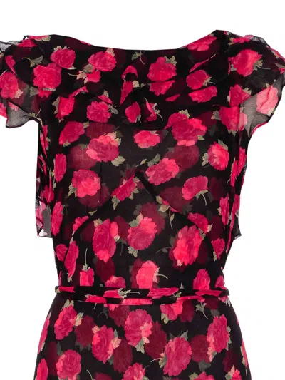 Rixo London Knee Length Vintage Rose Dress With Floral Print In Pink