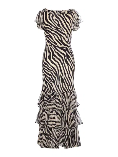 Rixo London Black And White Amelle Dress In Neutral
