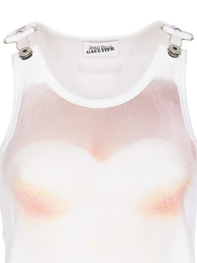 Jean Paul Gaultier Sheer Mesh Top Featuring Graphic Print