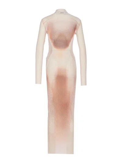 Jean Paul Gaultier Palepink Mesh Turtleneck Dress In Pink