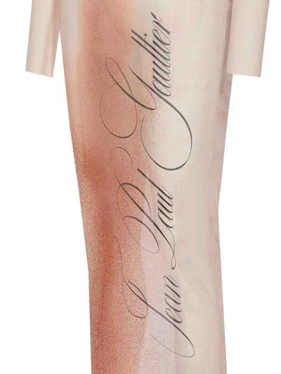 Jean Paul Gaultier Palepink Mesh Turtleneck Dress In Pink