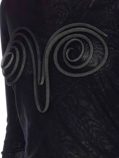 Jean Paul Gaultier Spiral-detail Long-sleeve Top In Black