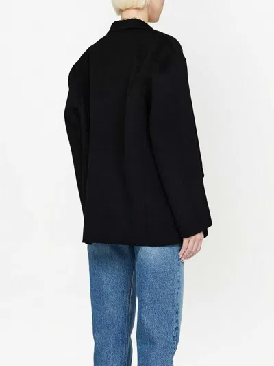 Anine Bing Oversized Wool-cashmere Blazer With Pockets And Padded Shoulders In Black