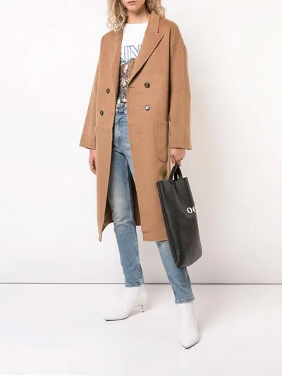 Anine Bing Womens Brown Dylan Double-breasted Relaxed-fit Wool And Cashmere Coat In Brown