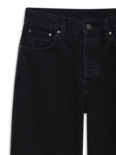 Anine Bing Logo-patch Wide-leg Jeans In Black