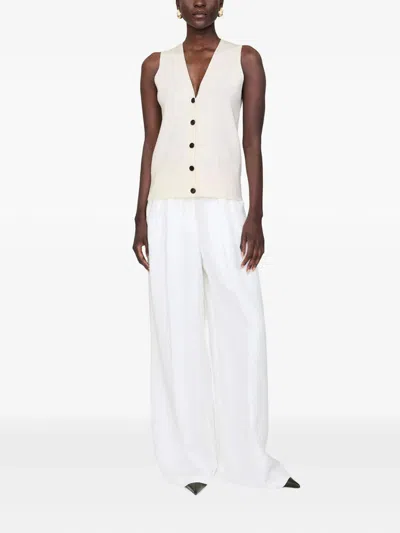 Anine Bing Womens Ivory Lawrence V-neck Stretch-wool Blend Vest In White
