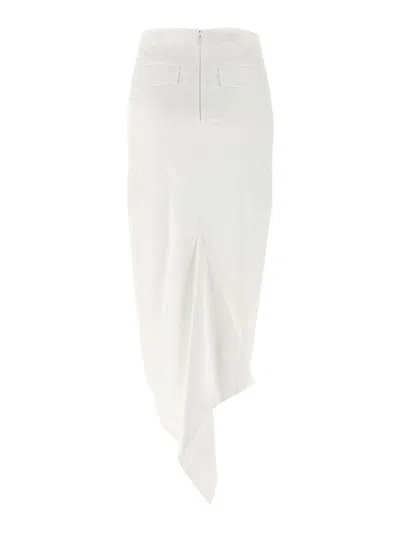 The Latest Fitted Longuette Skirt With Back Flounce In White