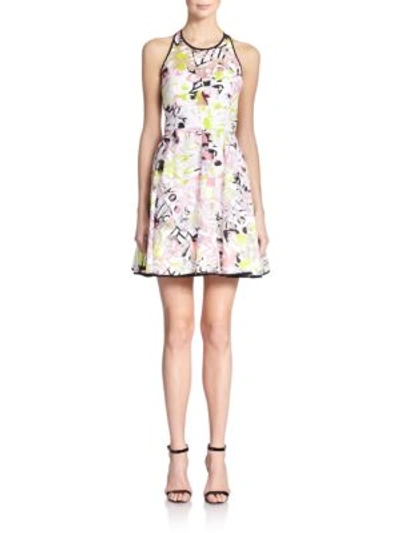 Shop Milly Surrealist Printed Fil Coupe Cutout Dress In Multi