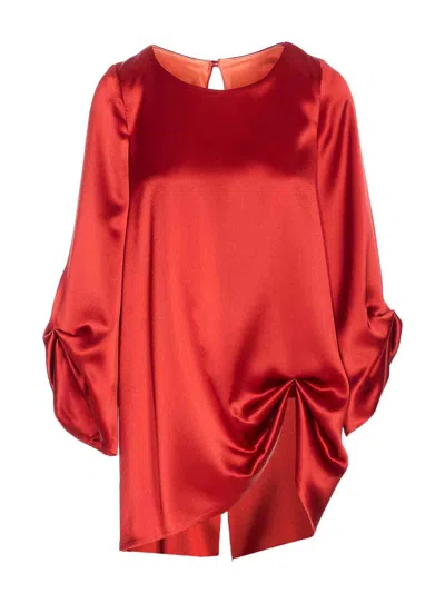 Fely Campo Satin Effect Shirt In Red
