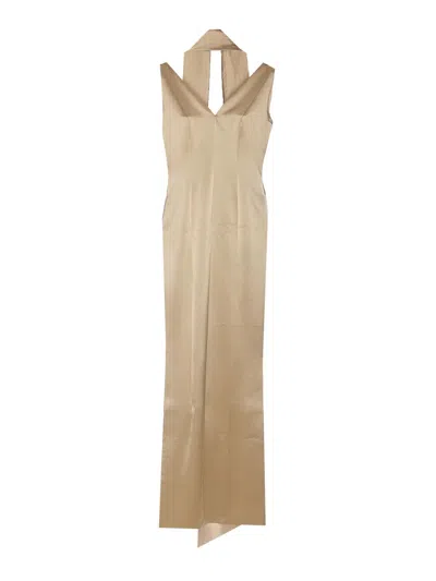 Fely Campo Long Dress In Gold