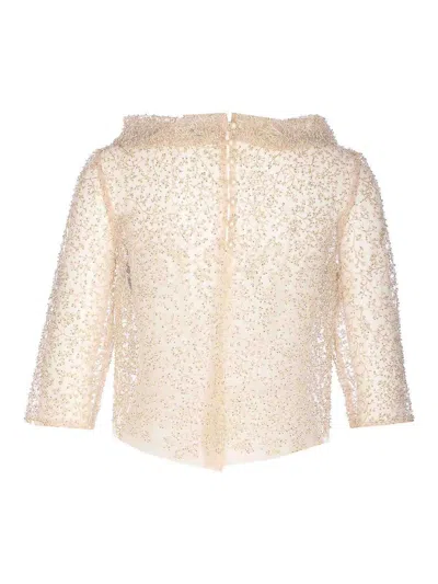 Fely Campo Embellished Beads Transparent Top In Gold