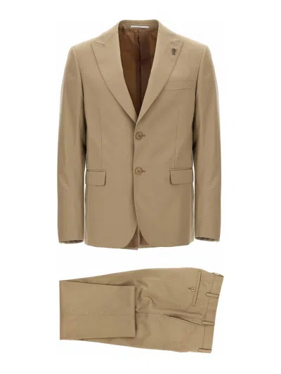 Pal Zileri Duca Suits Beige In Brown