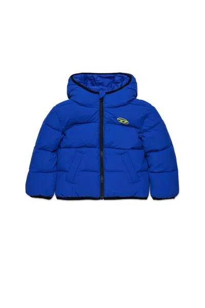 Diesel Giacca Imbottita Corta Con Logo Oval D In Blue