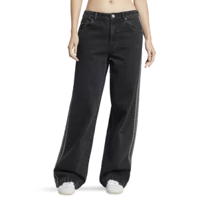 Adidas Originals Adicolor 3-stripes Denim Track Pants In Black