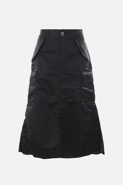 Sacai Nylon-twill Pleated Cargo Midi Skirt In Black