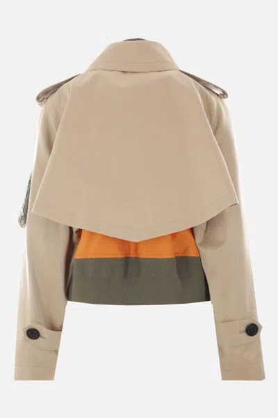 Sacai Layered Shell-trimmed Cotton-blend Gabardine And Knitted Jacket In Brown