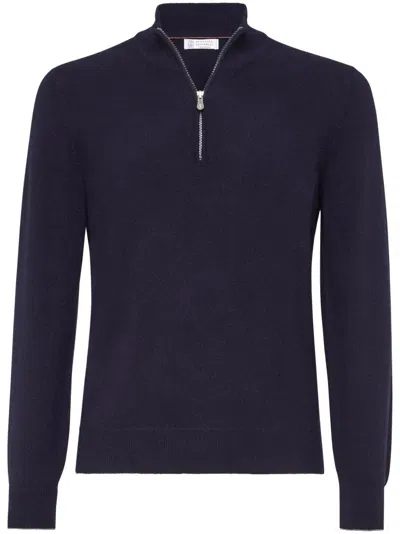 Brunello Cucinelli Ribbed Collar High Neck Sweater
