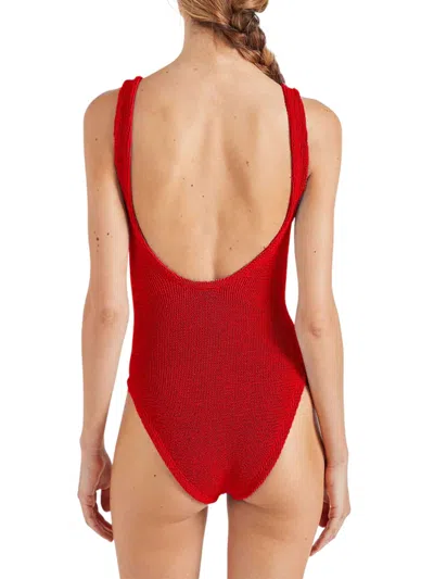 Hunza G 'celine' Red Swimsuit With Cut-out With Ring