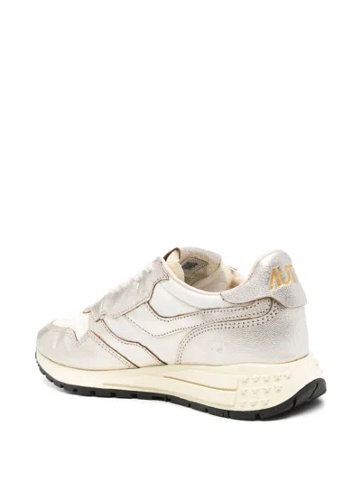 Autry White And Gold Leather Reelwind Sneakers
