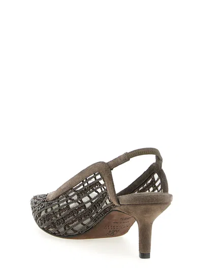 Brunello Cucinelli Glistening Abstract Embroidery City Pumps 55