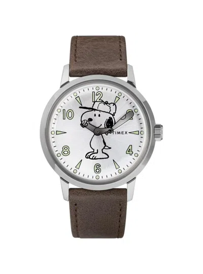Timex Watch Adult Unisex  Welton Snoopy Tw2r94900 In Brown
