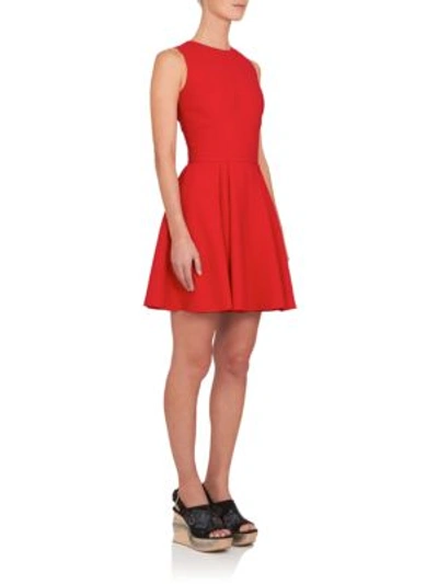 Alexander Mcqueen Seamed Fit-&-flare Dress In Calvary Red