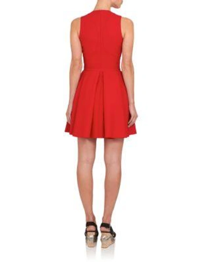 Shop Alexander Mcqueen Seamed Fit-&-flare Dress In Calvary Red