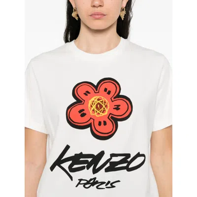 Kenzo Graphic Print Crewneck Short Sleeve T-shirt In White