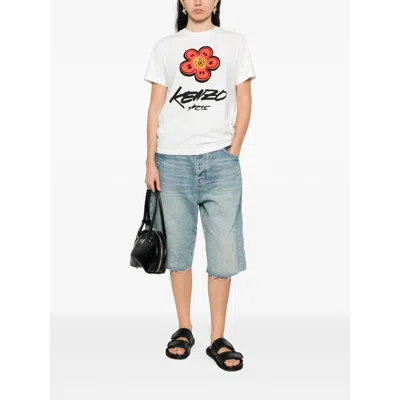 Kenzo Graphic Print Crewneck Short Sleeve T-shirt In White