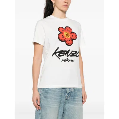 Kenzo Graphic Print Crewneck Short Sleeve T-shirt In White