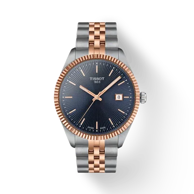 Tissot Men's Swiss Ballade Two-tone Stainless Steel Bracelet Watch 40mm In Blue