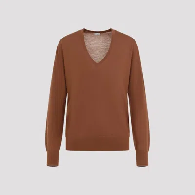 Dries Van Noten Tuomas Pullover In Fine Merino Wool In Brown