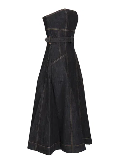 Self-portrait Denim Bandeau Midi Dress