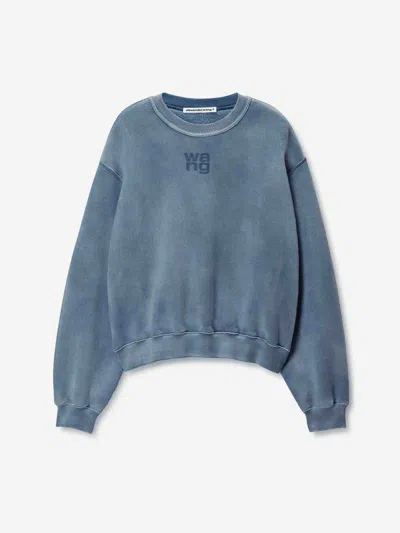 Alexander Wang Washed Print Sweatshirt In Blue