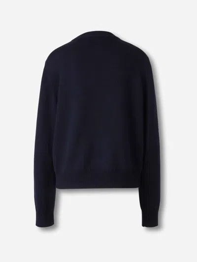 Jil Sander Wool Sweater With Floral Pattern In Blue