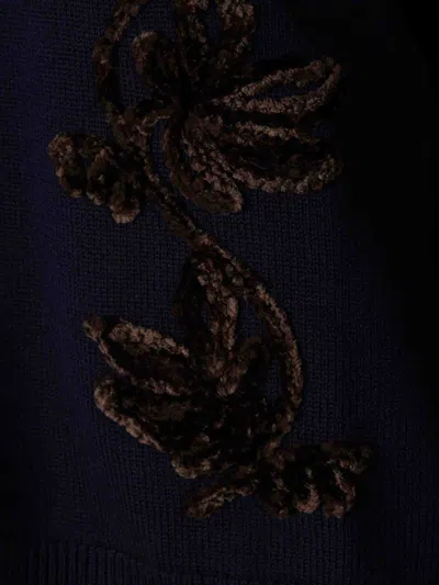 Jil Sander Wool Sweater With Floral Pattern In Blue