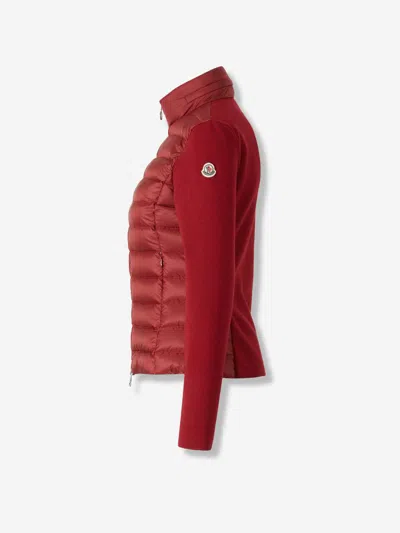 Moncler Quilted Zip-up Cardigan In Red