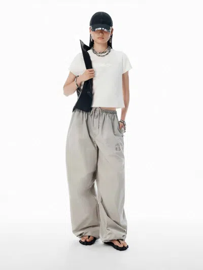 Alexander Wang Fitted Shrunken Tee With Classic Crew Neckline In White