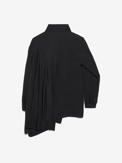 Balenciaga Asymmetric Black Silk Blouse With Scarf In Black