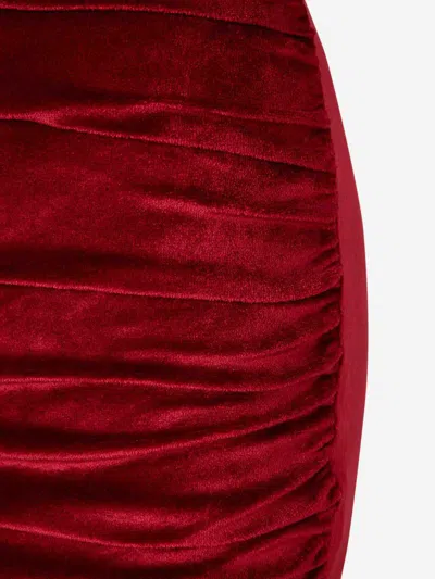 Balmain Chain Draped Velvet Minidress In Red